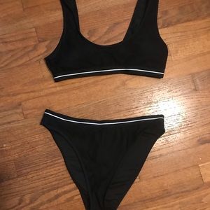 High waisted black mesh bikini
